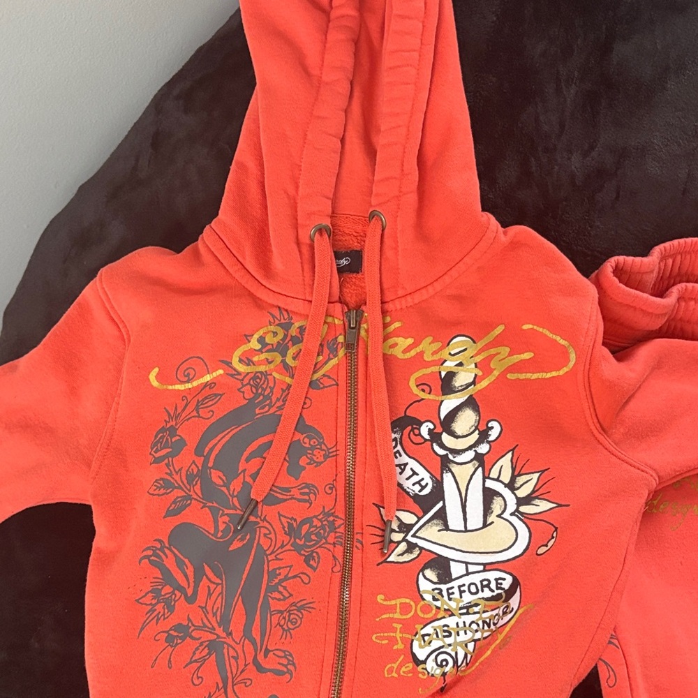 Ed Hardy Kids Orange Graphic Hoodie